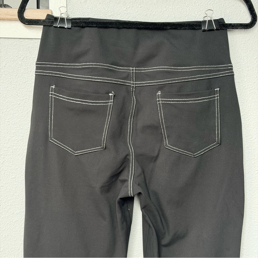 Two Pairs of Women's Flare Yoga/Jeans with Contrast White Stitching Blue/Black - Picture 5 of 16